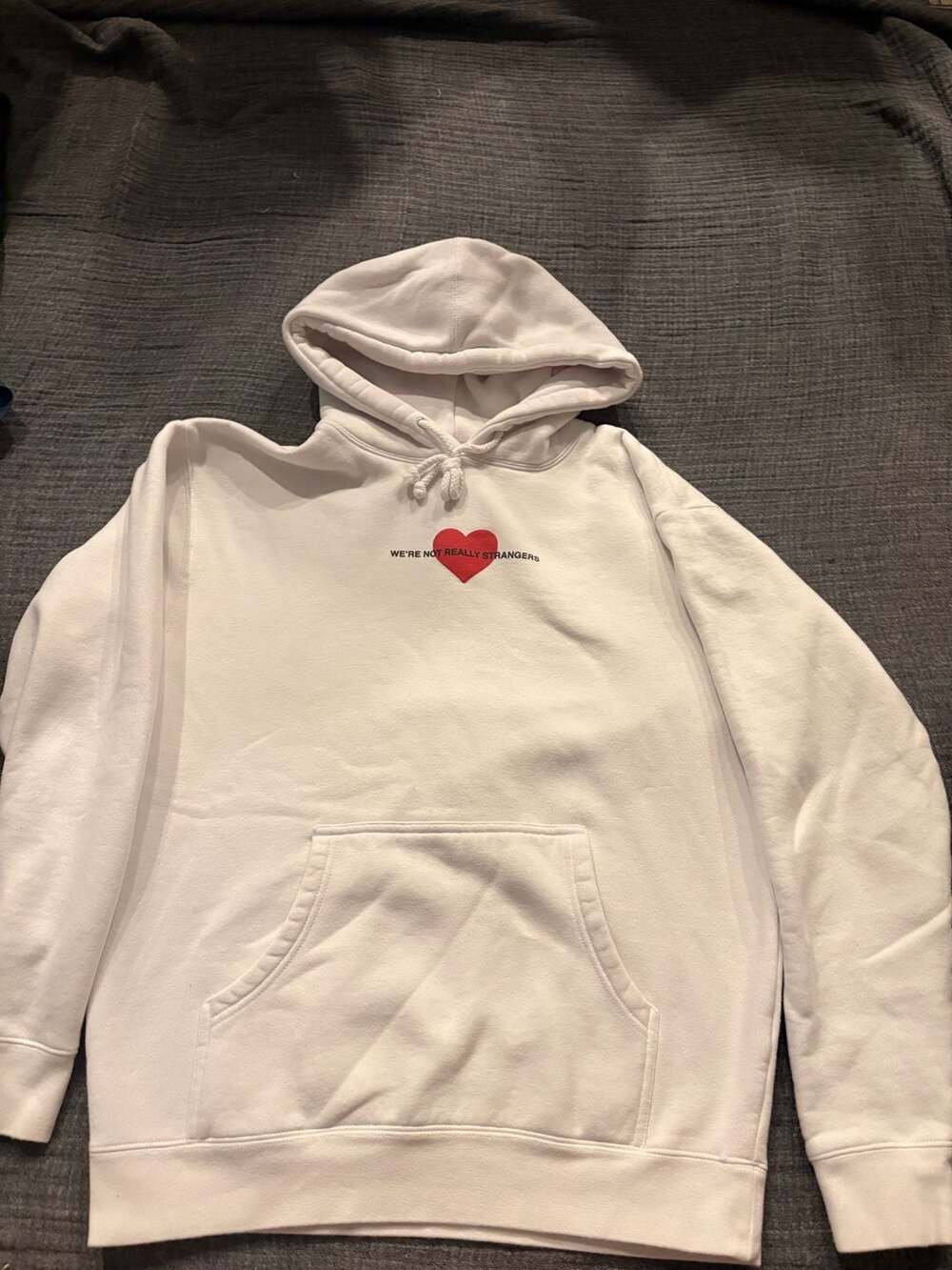 We're Not Really Strangers White Hoodie Size Medium